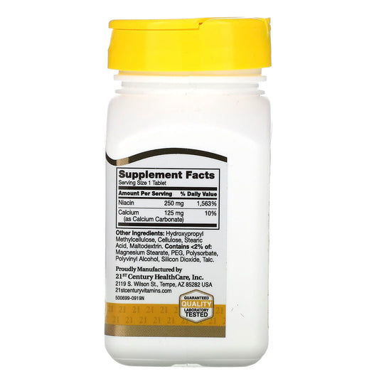 Supplement bottle with yellow cap and label on a white background