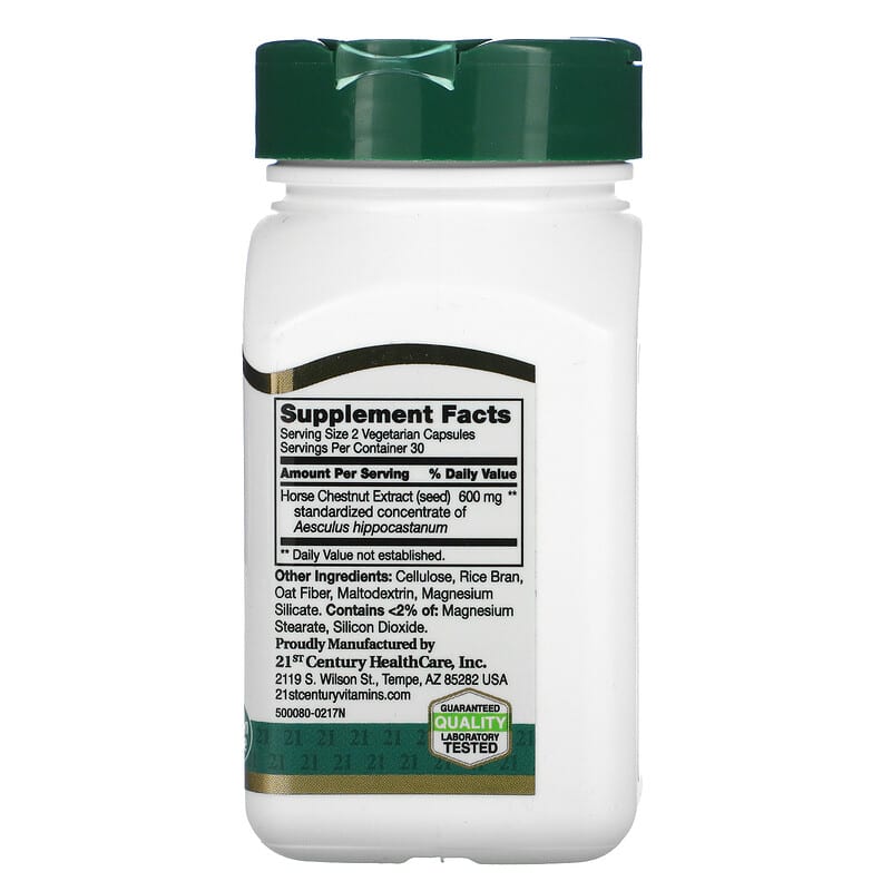 Supplement bottle with green cap and label on a white background