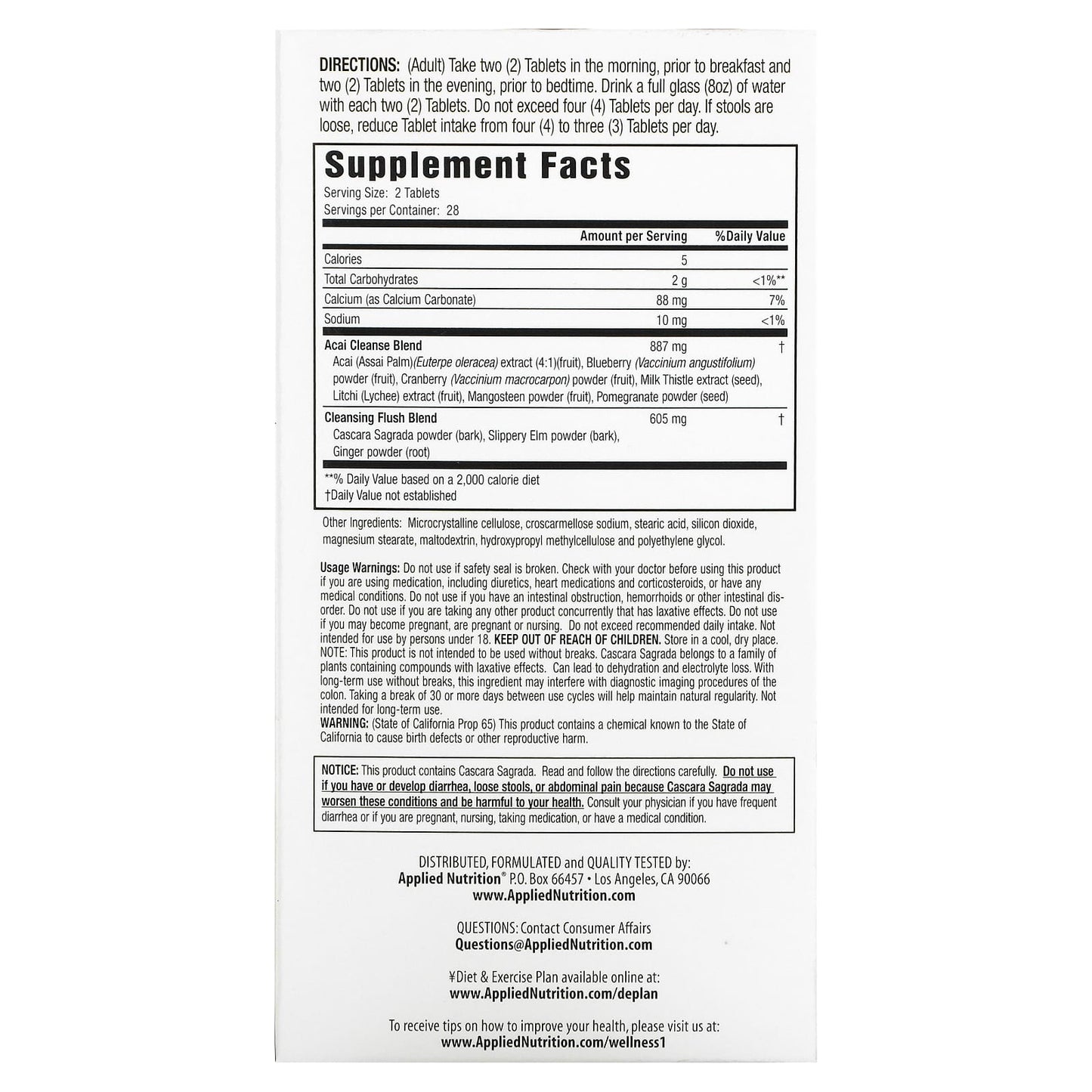 Supplement label with text and nutritional information on a white background