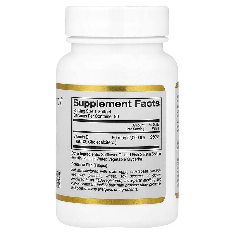 California Gold Nutrition Vitamin D3 2000 IU – 90 Softgels