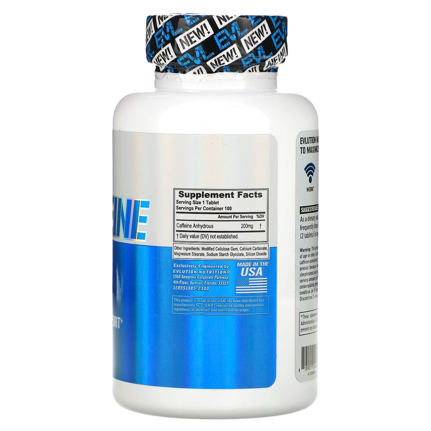 EVLution Nutrition, Caffeine, 200 mg, 100 Tablets pre workout