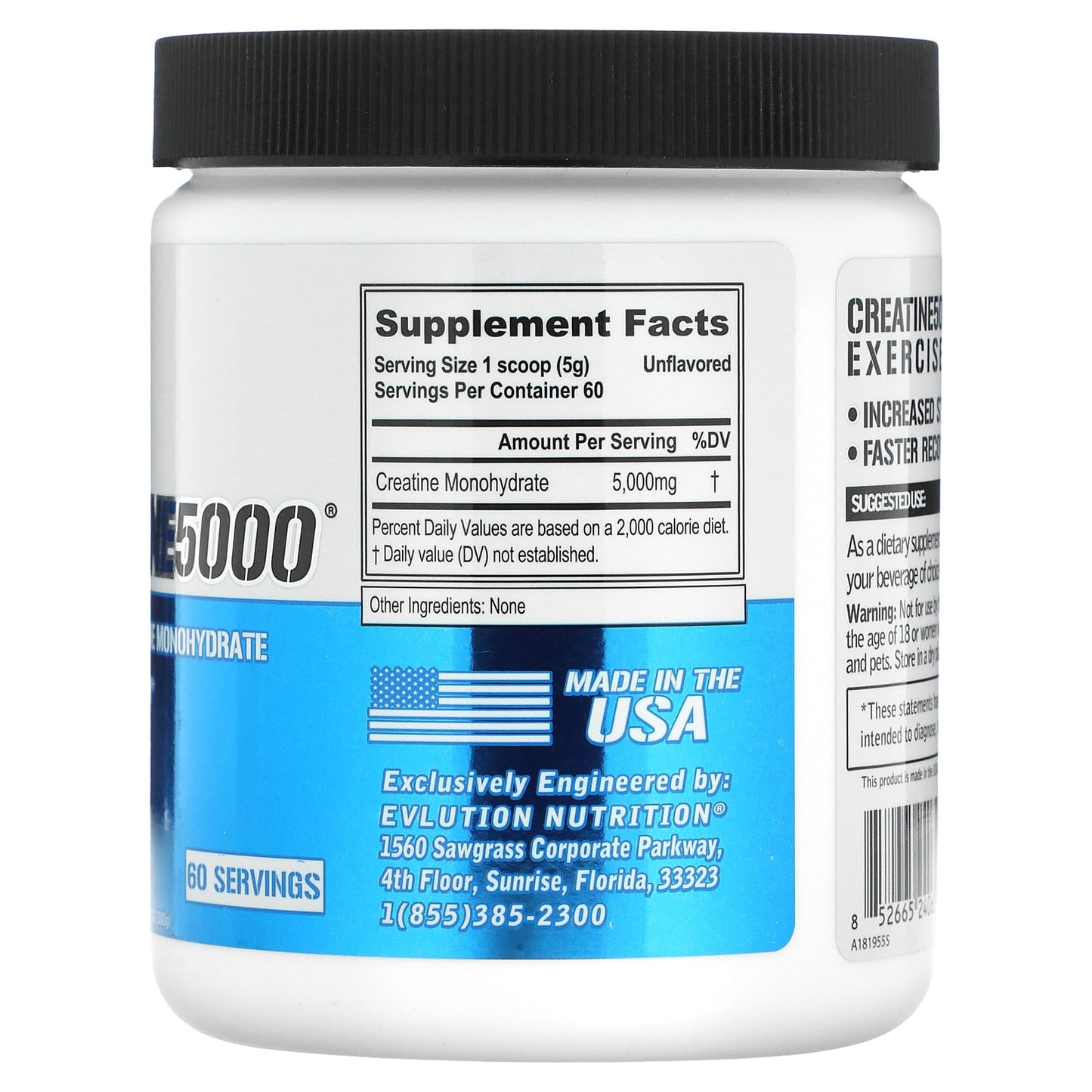 Supplement container with label showing 'NE5000' branding and nutritional information.