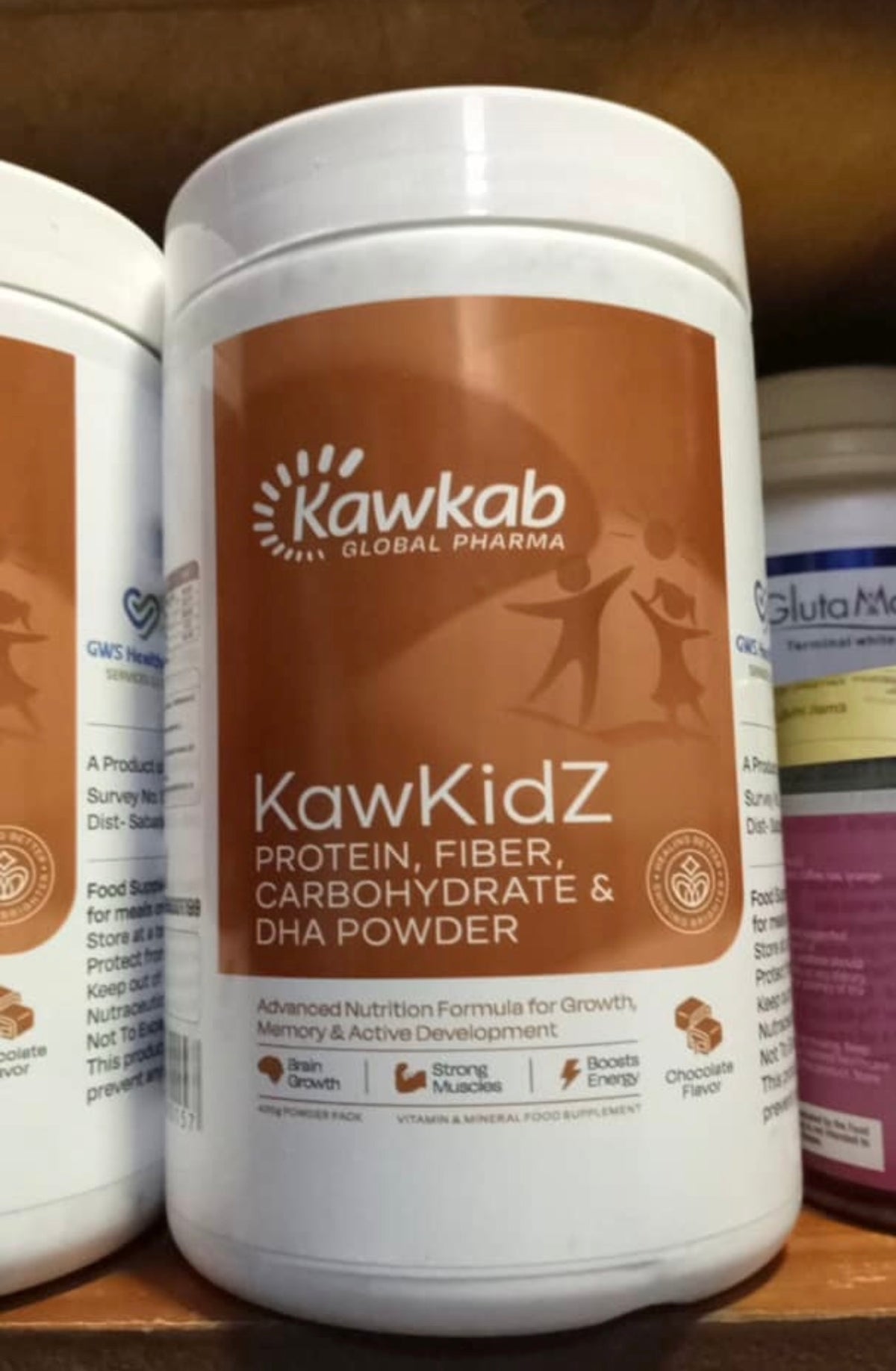 Kawkab Global Pharma KawKidZ Powder (400g) - Protein, Fiber, Carbohydrate & DHA Growth Formula (Chocolate Flavor)