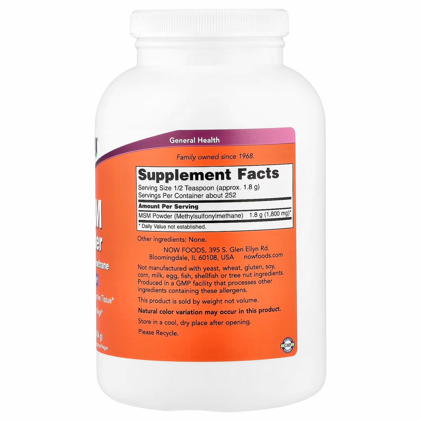 NOW Foods
MSM Powder, 1 lb (454 g)