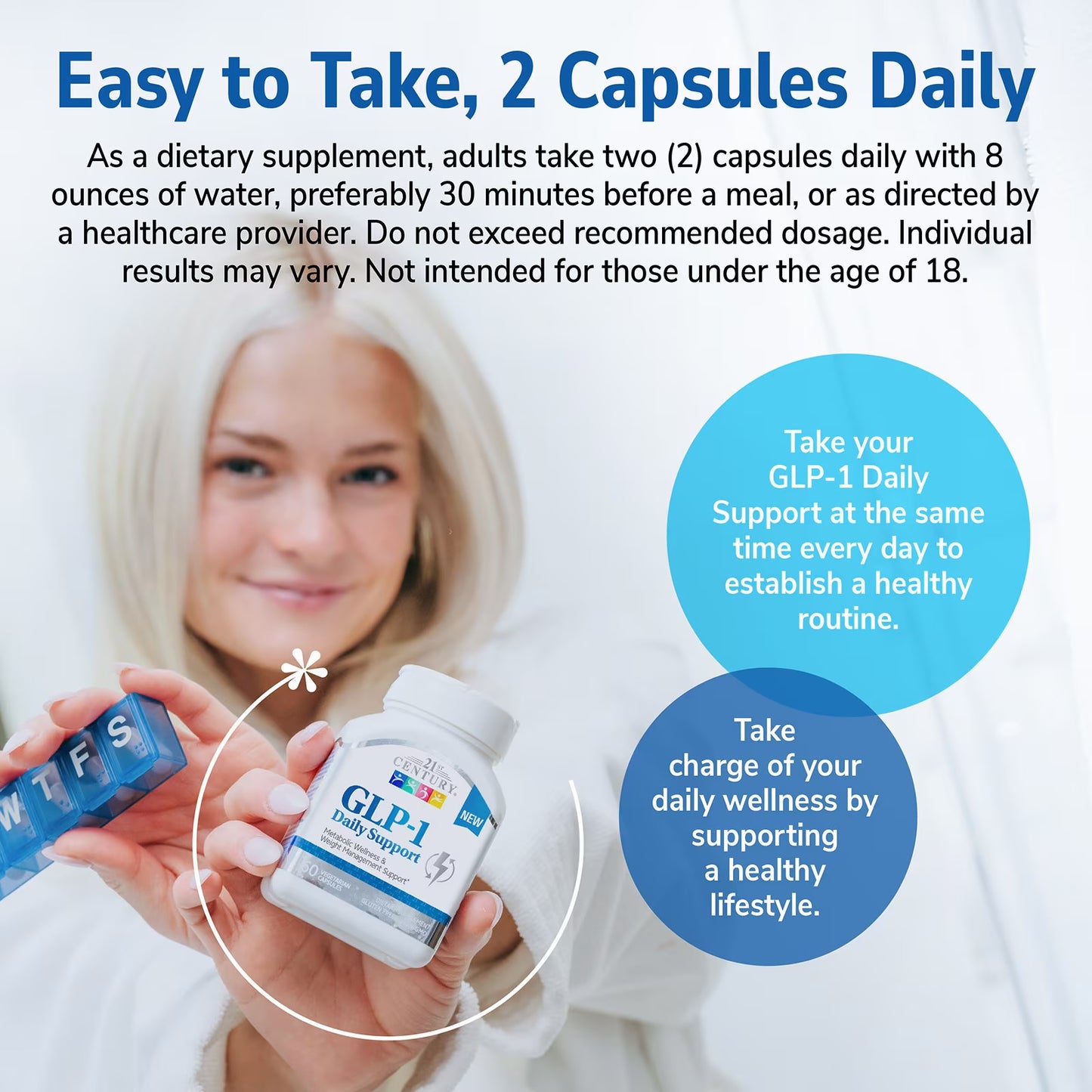 21st Century GLP‑1, 60 vegetarian capsules. Weight management