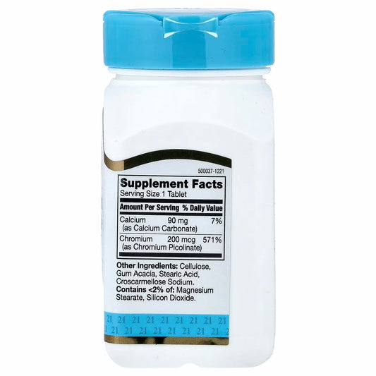21st Century Chromium Picolinate, 200 mcg, 100 Tablets