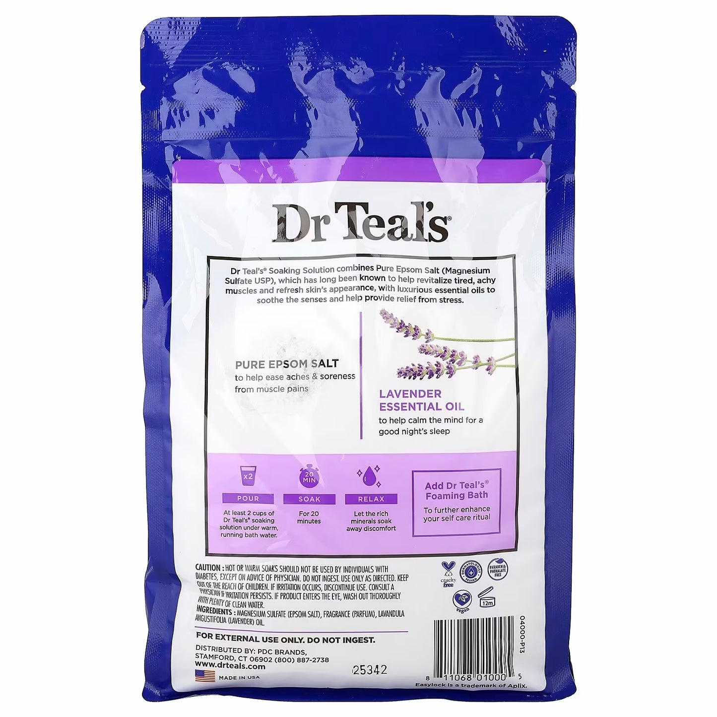 Dr. Teal's Pure Epsom Salt, Soaking Solution, Lavender, 3 lbs (1.36 kg)