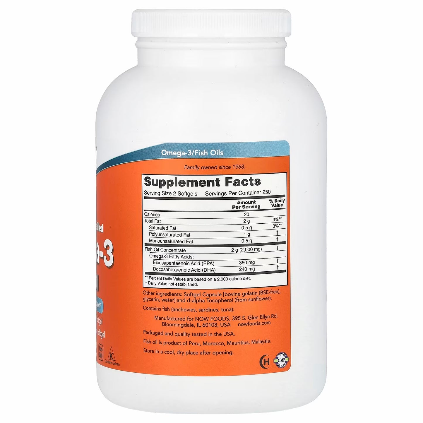 NOW Foods Omega-3 Fish Oil, 1,000 mg, 500 Softgels