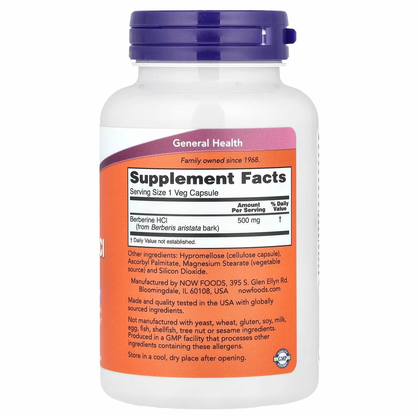 NOW Foods Berberine HCl, 500 mg, 90 Veg Capsules