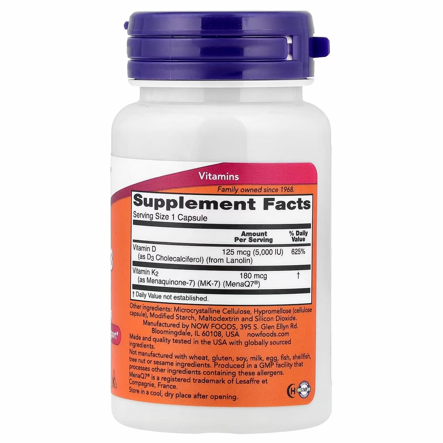 NOW Foods Mega D3 & MK-7, 30 Capsules