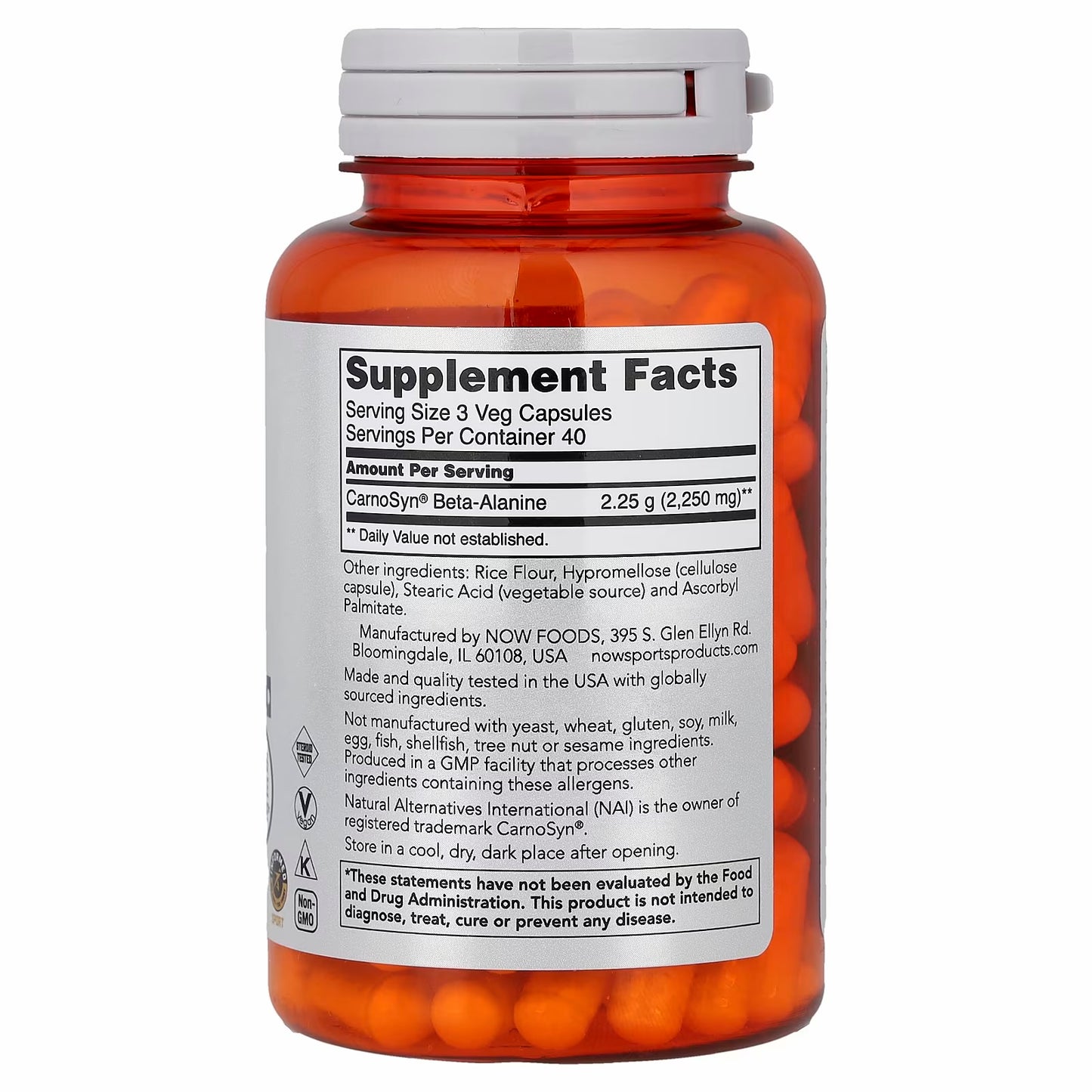 NOW Foods Sports, Beta-Alanine, Endurance, 120 Veg Capsules (750 mg per Capsule