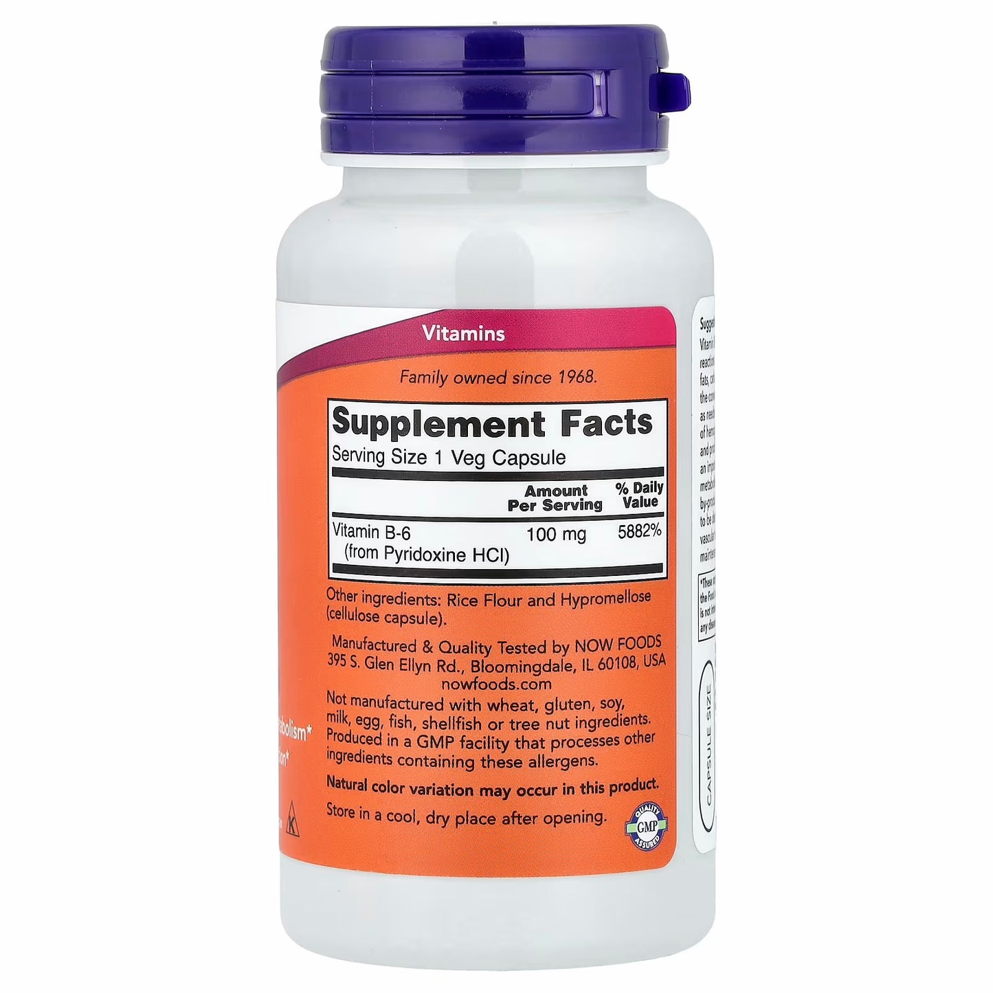 NOW Foods B6 B-6, 100 mg, 100 Veg Capsules