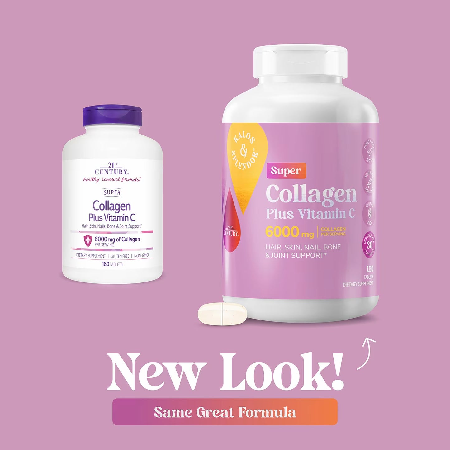 21st Century Kalos & Splendor™, Super Collagen Plus Vitamin C, 180 Tablets