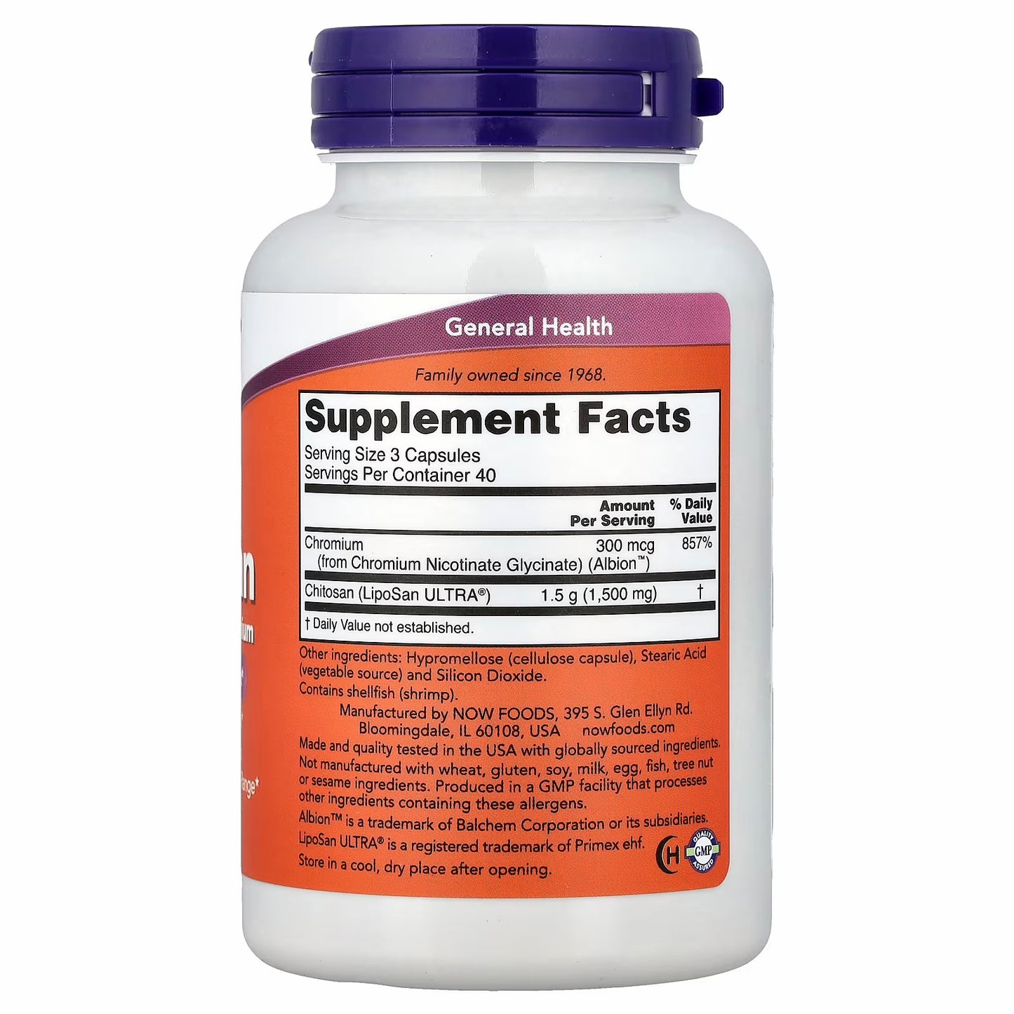 NOW Foods Chitosan plus Chromium, 120 Capsules