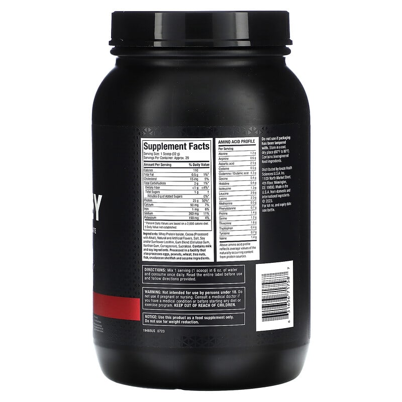Muscletech ISOWhey protein powder container on a white background