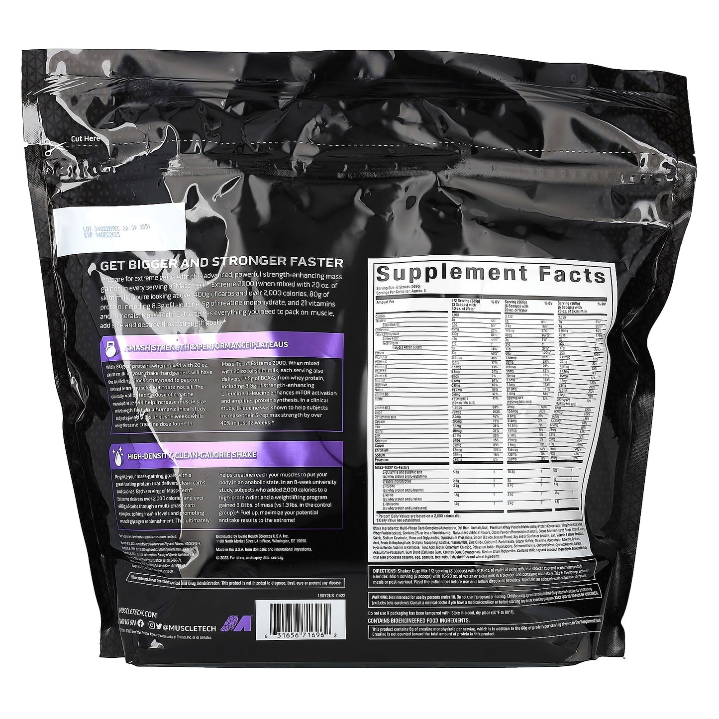 Black supplement package with supplement facts label