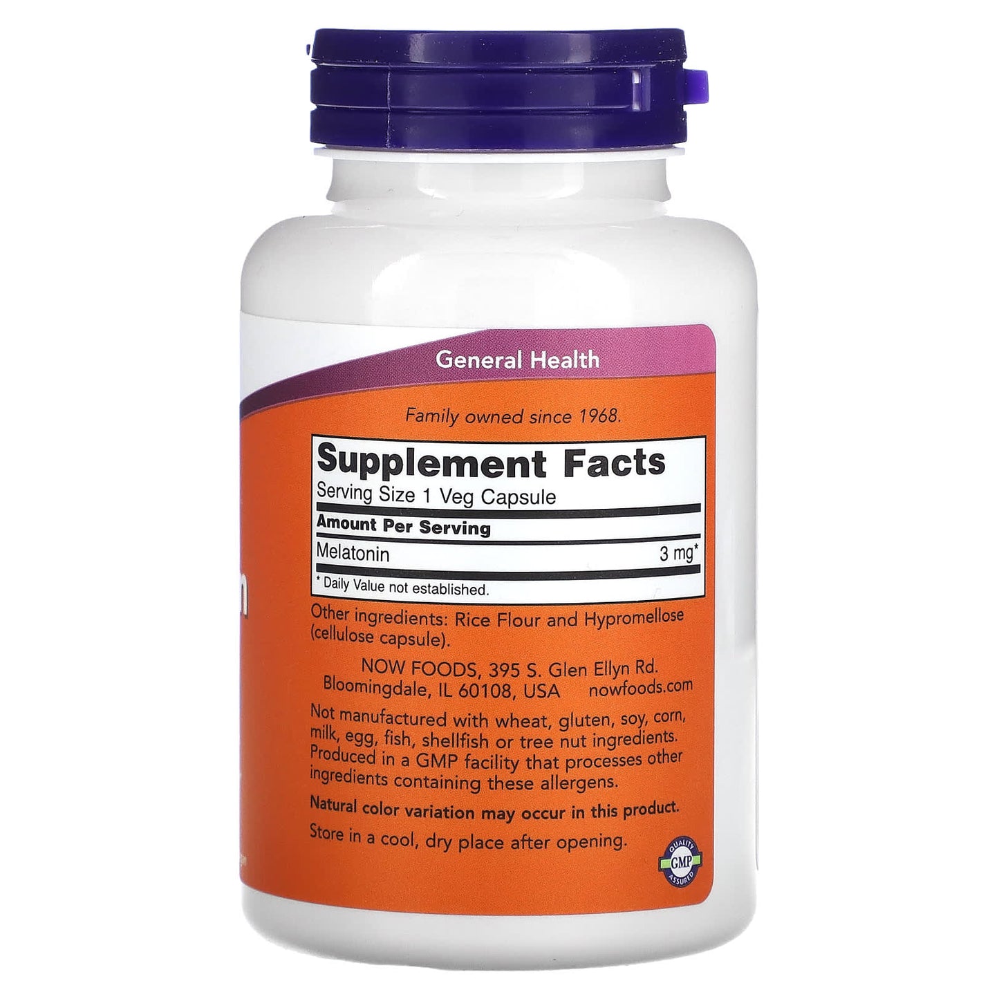 NOW Foods, Melatonin, 3 mg, 180 Veg Capsules