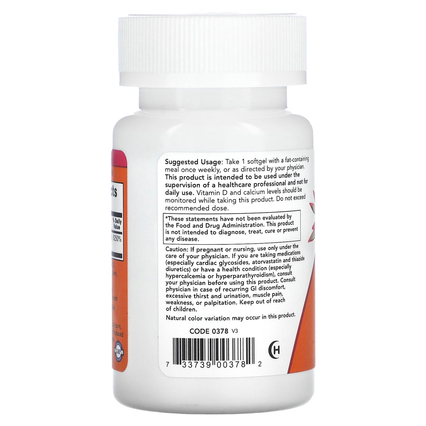 Vitamin supplement bottle with label on a white background