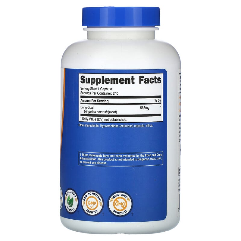 Nutricost Dong Quai supplement bottle on a white background