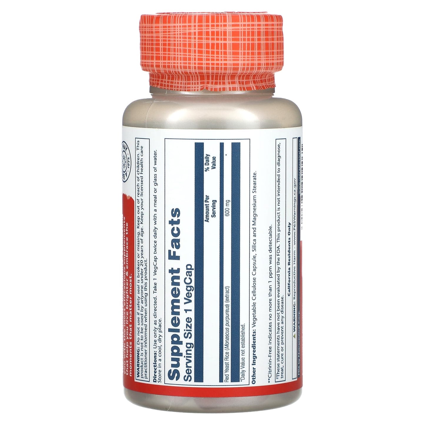 Supplement bottle with label on a white background