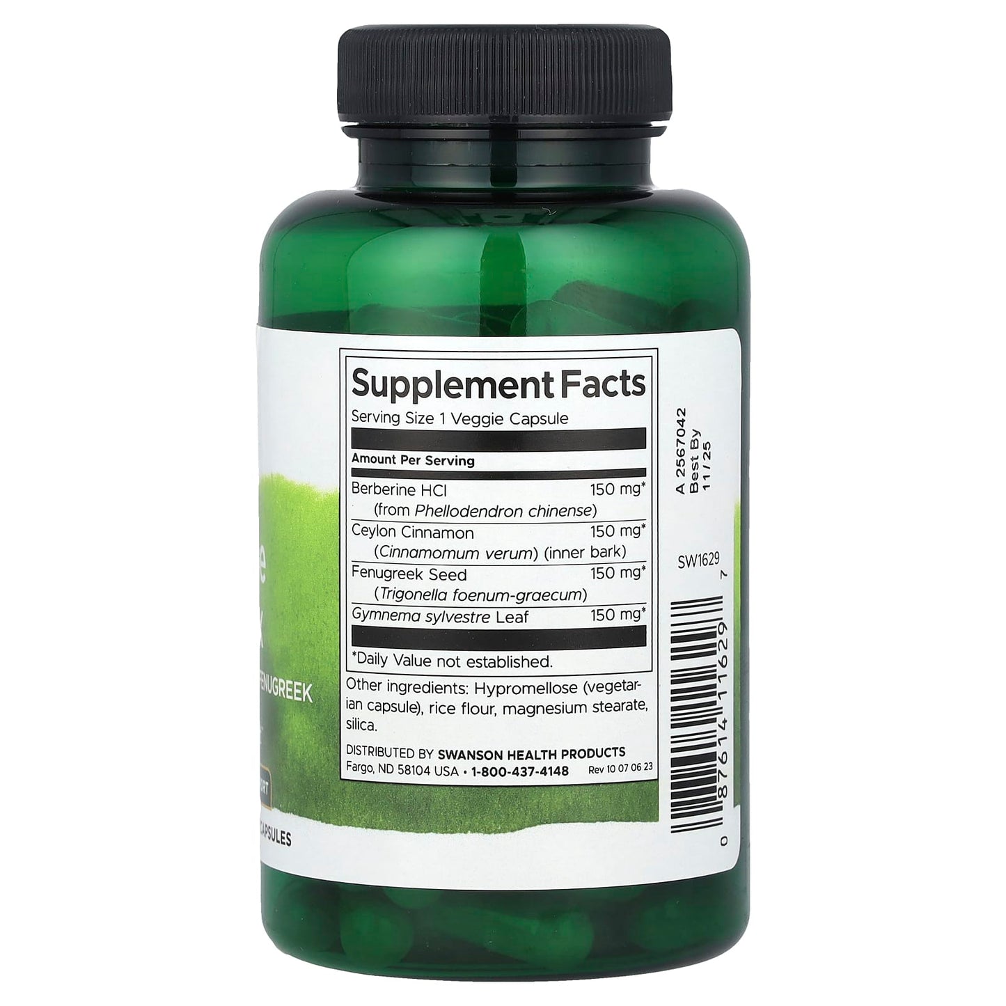 Swanson Berberine Complex supplement bottle on a white background