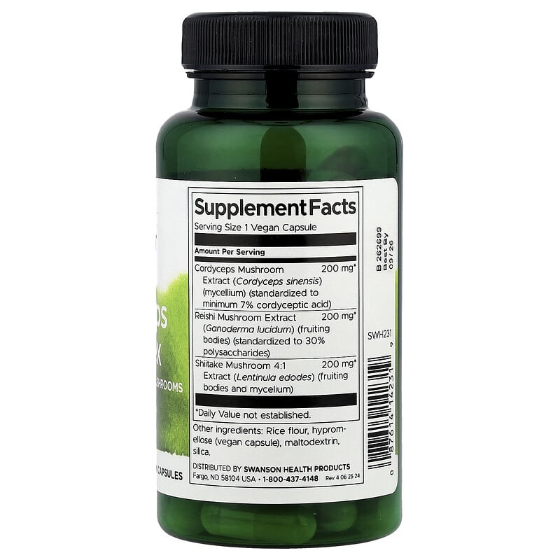 Swanson Cordyceps Complex supplement bottle on a white background