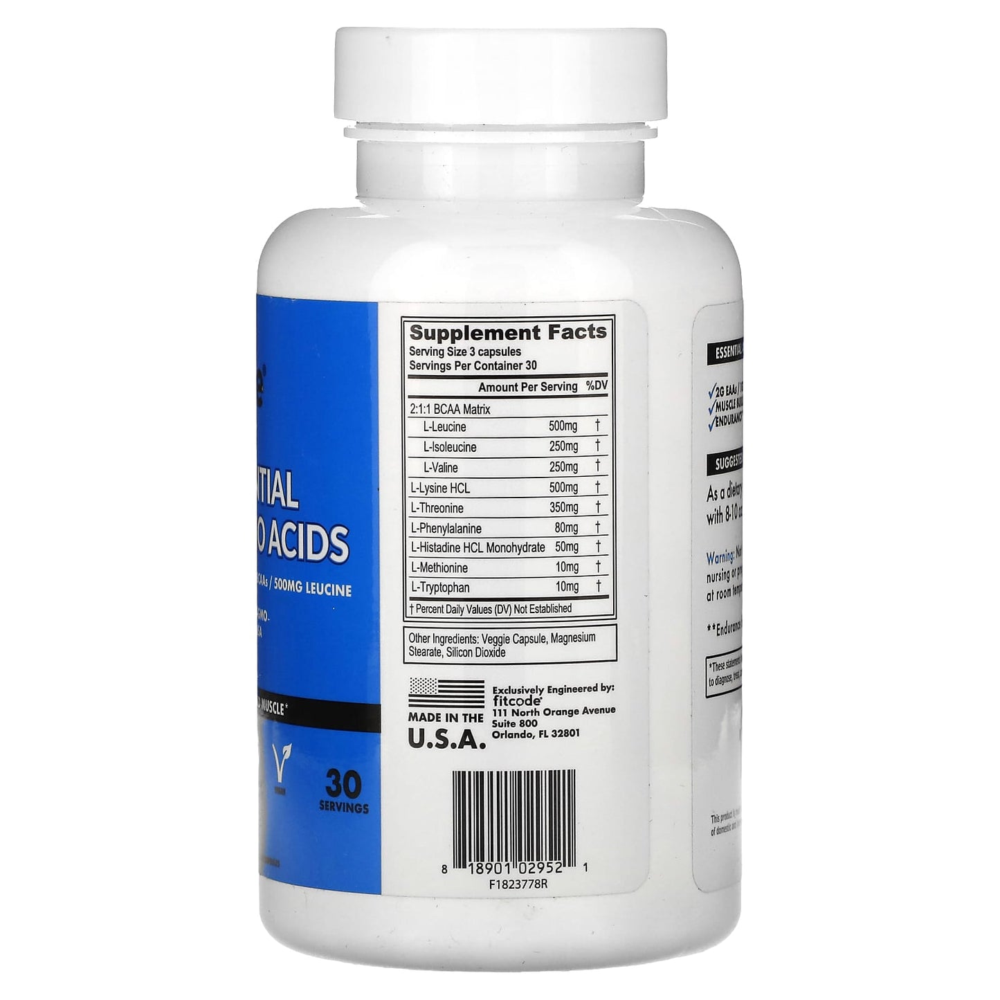 Supplement bottle with label on a white background