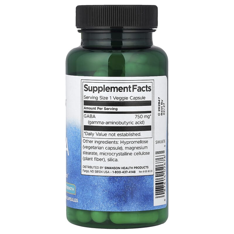 Swanson, GABA, Maximum Strength, 750 mg, 60 Veggie Capsules