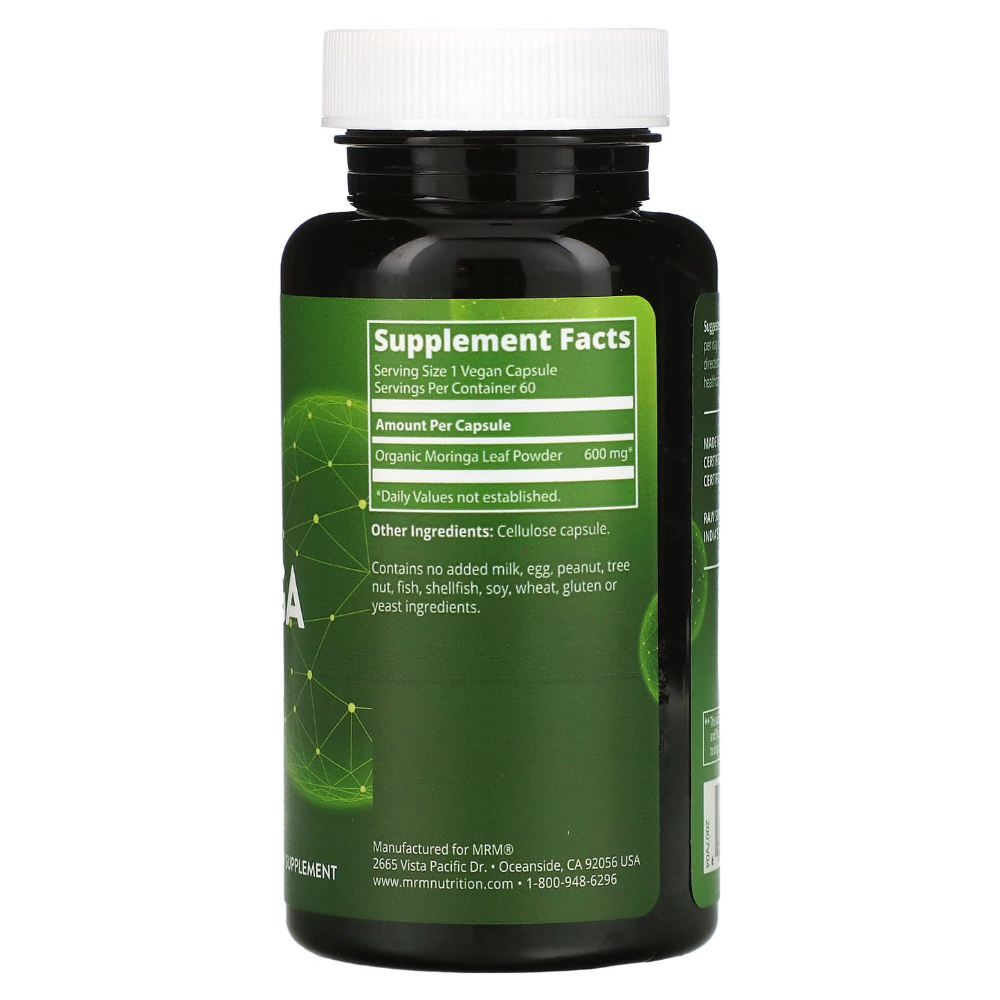 MRM Nutrition, Feuille de Moringa, 60 Capsules Végétaliennes (600 mg par Capsule)