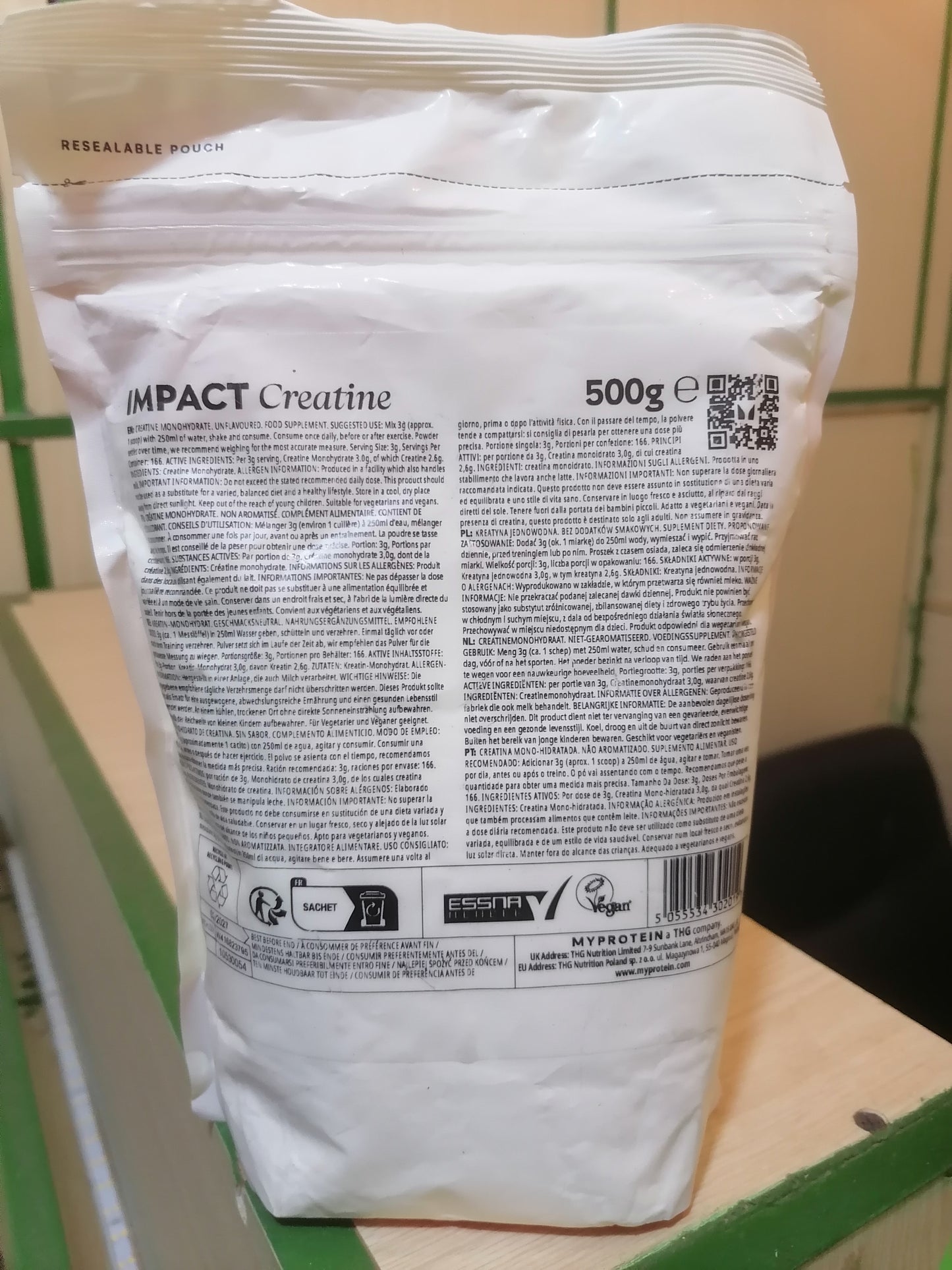Impact Creatine monohydrate - 500g - Unflavoured 166 servings