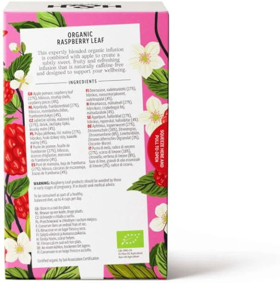 Infusion de Thé Bio Feuille de Framboisier Heath & Heather – 20 Sachets de Tisane Sans Caféine, Rituel Bien-être Féminin