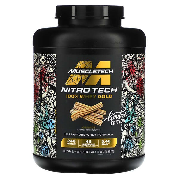 Nitro tech Whey Gold Édition Limitée 24g Protéines Sans Ballonnements, Sans Agents de Remplissage 69 portions Saveur Churros