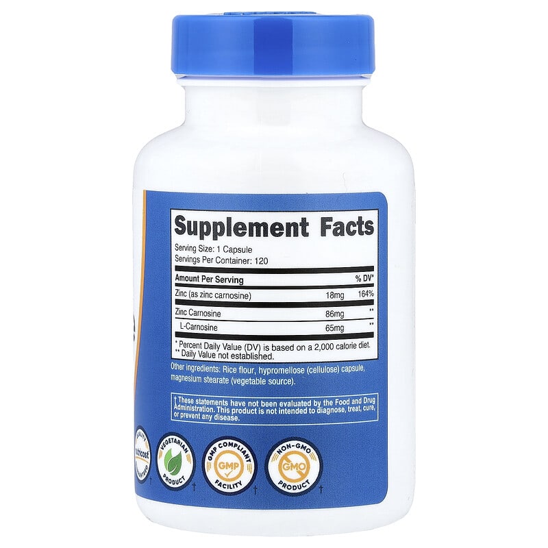Nutricost, Zinc Carnosine, 120 gélules