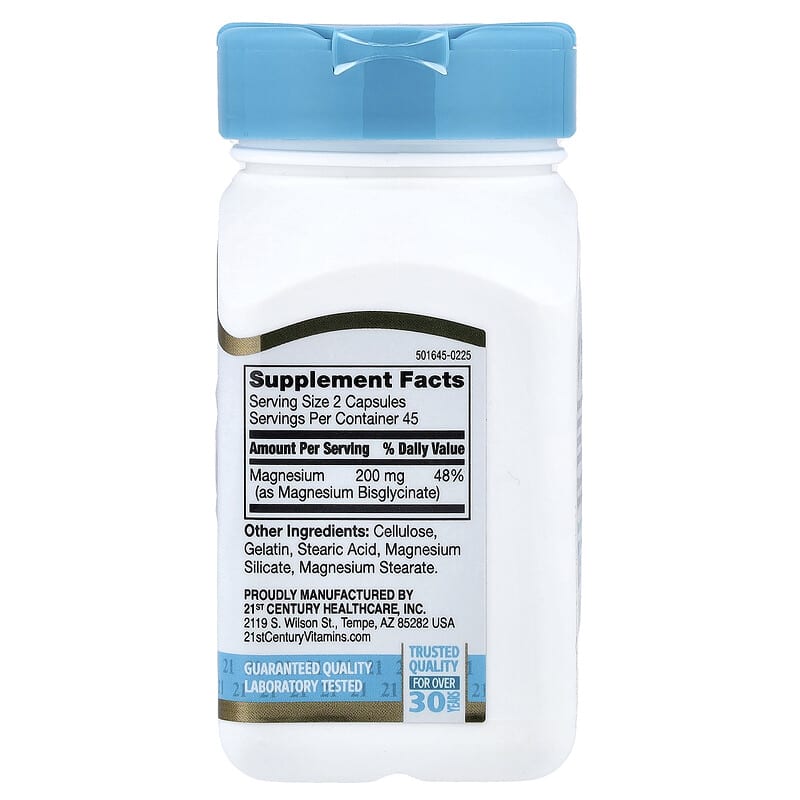 21st Century, Chelated Magnesium Glycinate, 90 Capsules, (100 mg per Capsule)