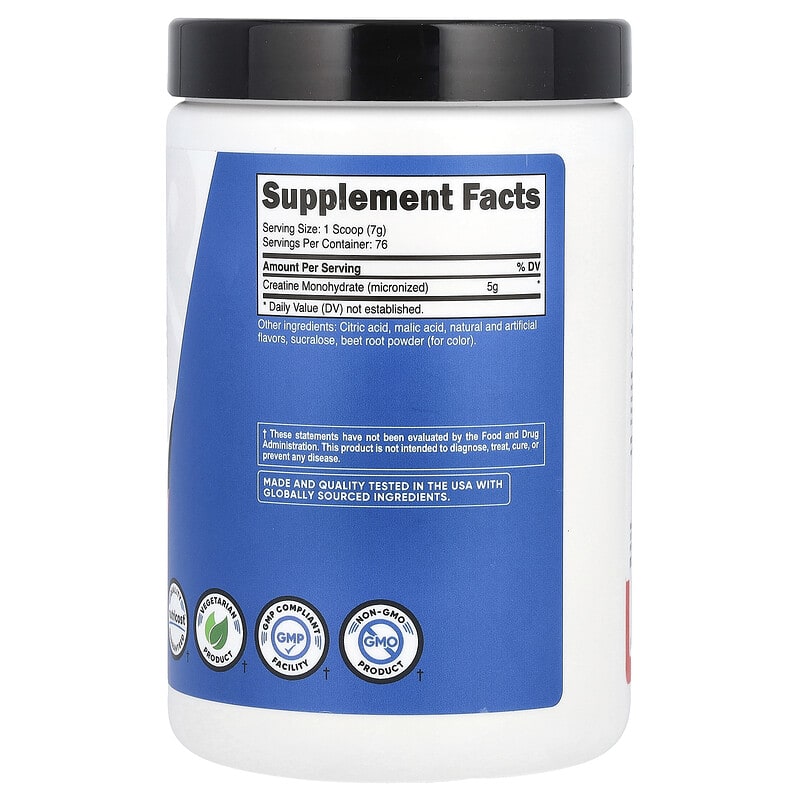 Nutricost, Performance, Créatine Monohydrate, Fruit Punch, 1,1 lb (500 g) 76 doses