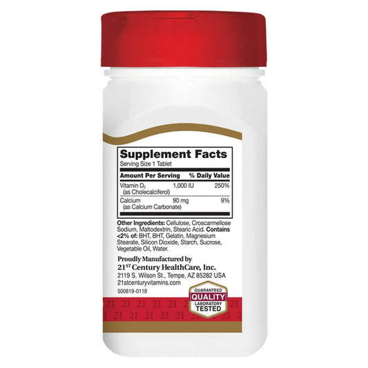 21st Century D3 1000 IU Softgels 110 Count for immunity and bone support