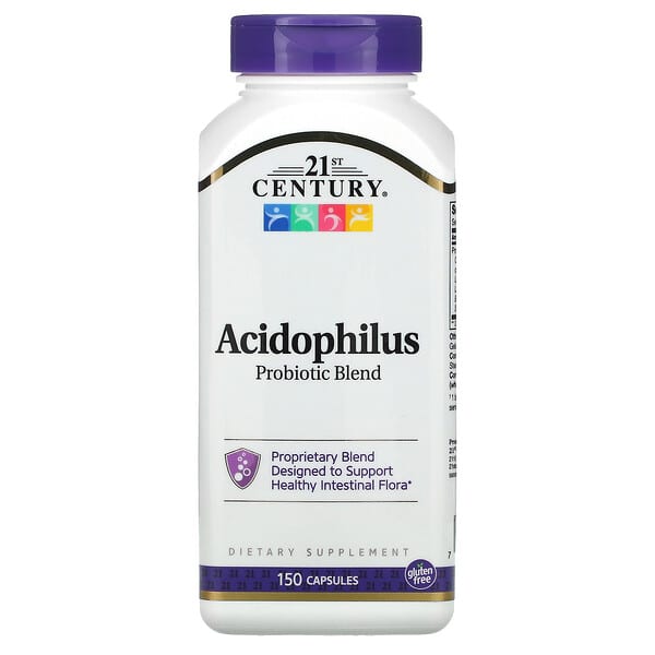 Bottle of 21st Century Acidophilus Probiotic Blend on a white background