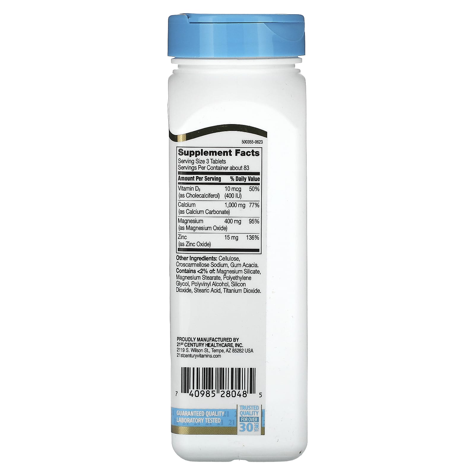 21st Century, Calcium Magnesium Zinc + D3, 250 Tablets