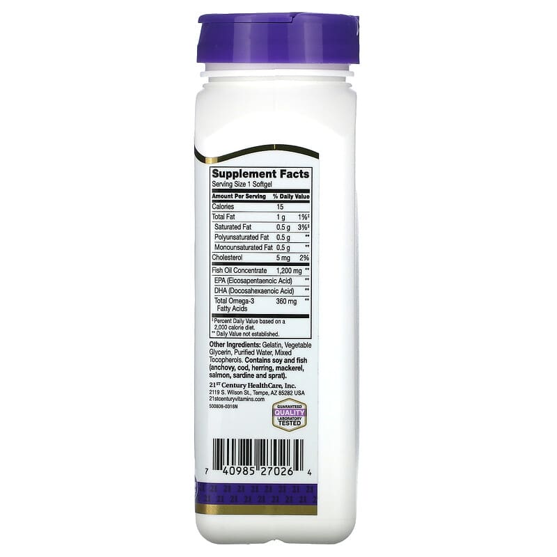 21st Century Fish Oil supplement bottle on a white background