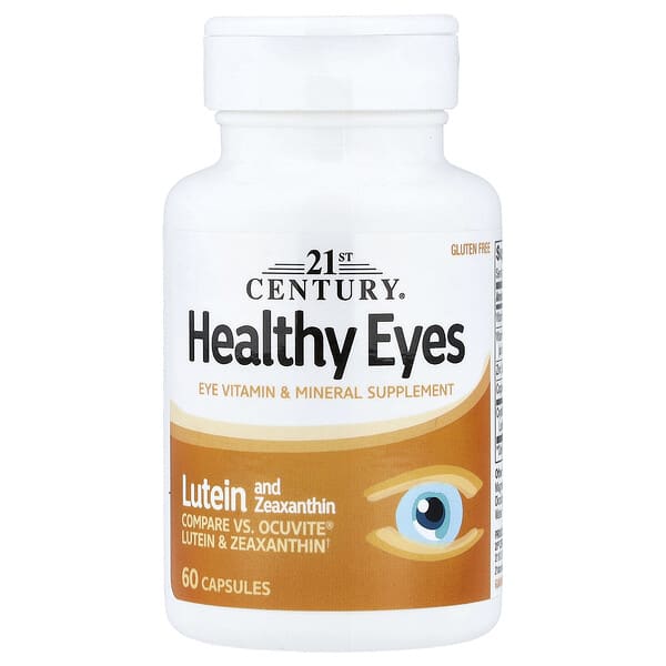 Bottle of 21st Century Healthy Eyes supplement on a white background