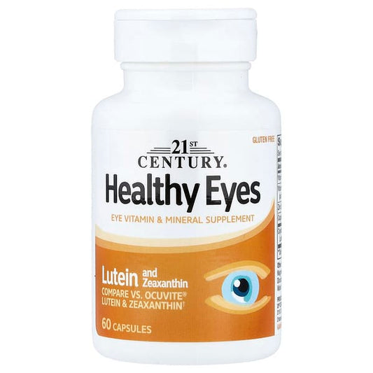 Bottle of 21st Century Healthy Eyes supplement on a white background