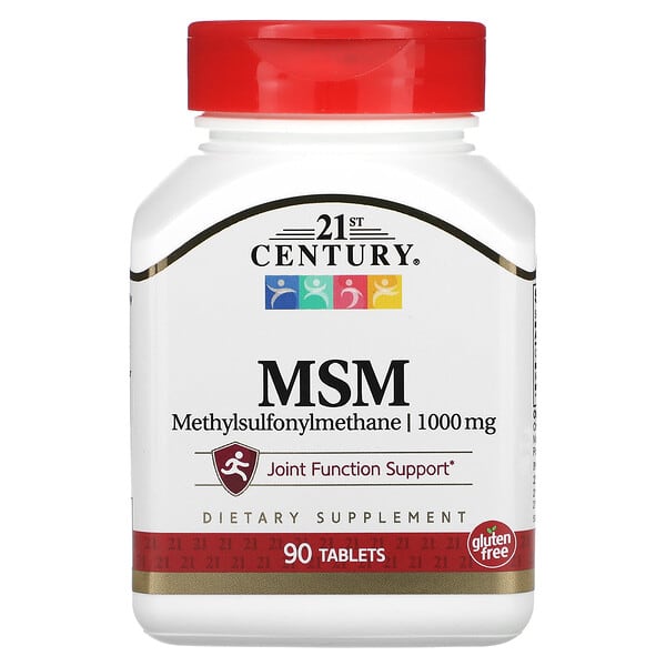 Supplement bottle labeled '21st Century MSM' on a white background