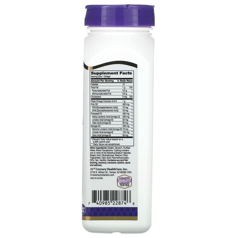 Supplement bottle with label on a white background
