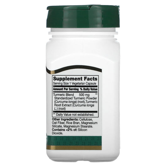 Supplement bottle with green cap and label on a white background