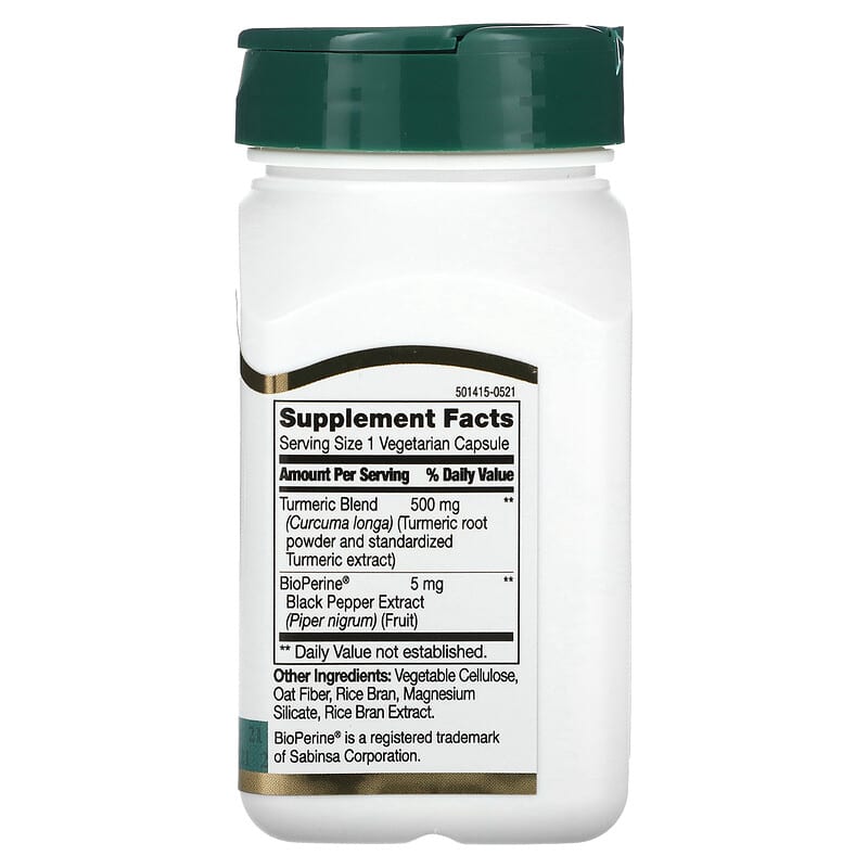 21st century turmeric plus bottle on white background