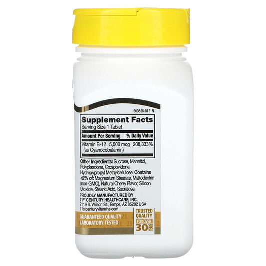 Supplement bottle with yellow cap and white label on a white background