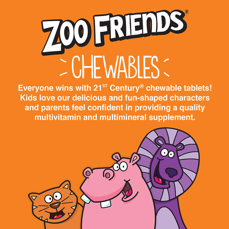 21st Century, Zoo Friends With Extra C, 60 Chewable Tablets