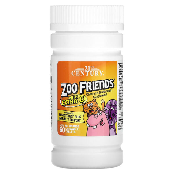 21st Century, Zoo Friends With Extra C, 60 Chewable Tablets