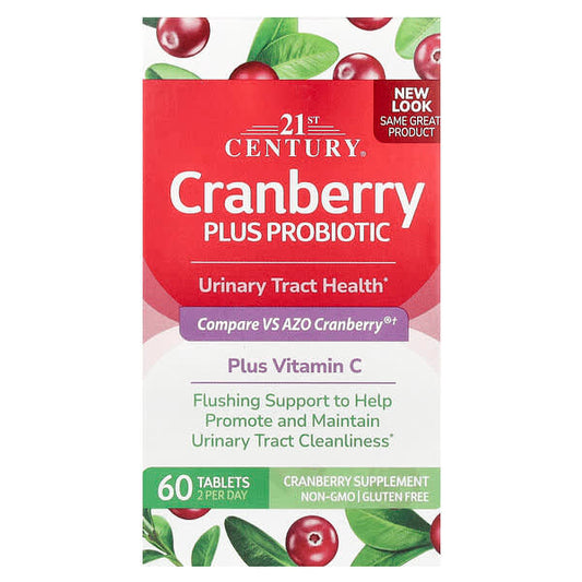 21st Century Cranberry Plus Probiotic supplement packaging on a white background