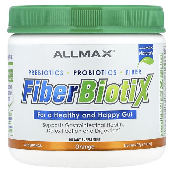 Allmax FiberBiotix supplement container on a white background